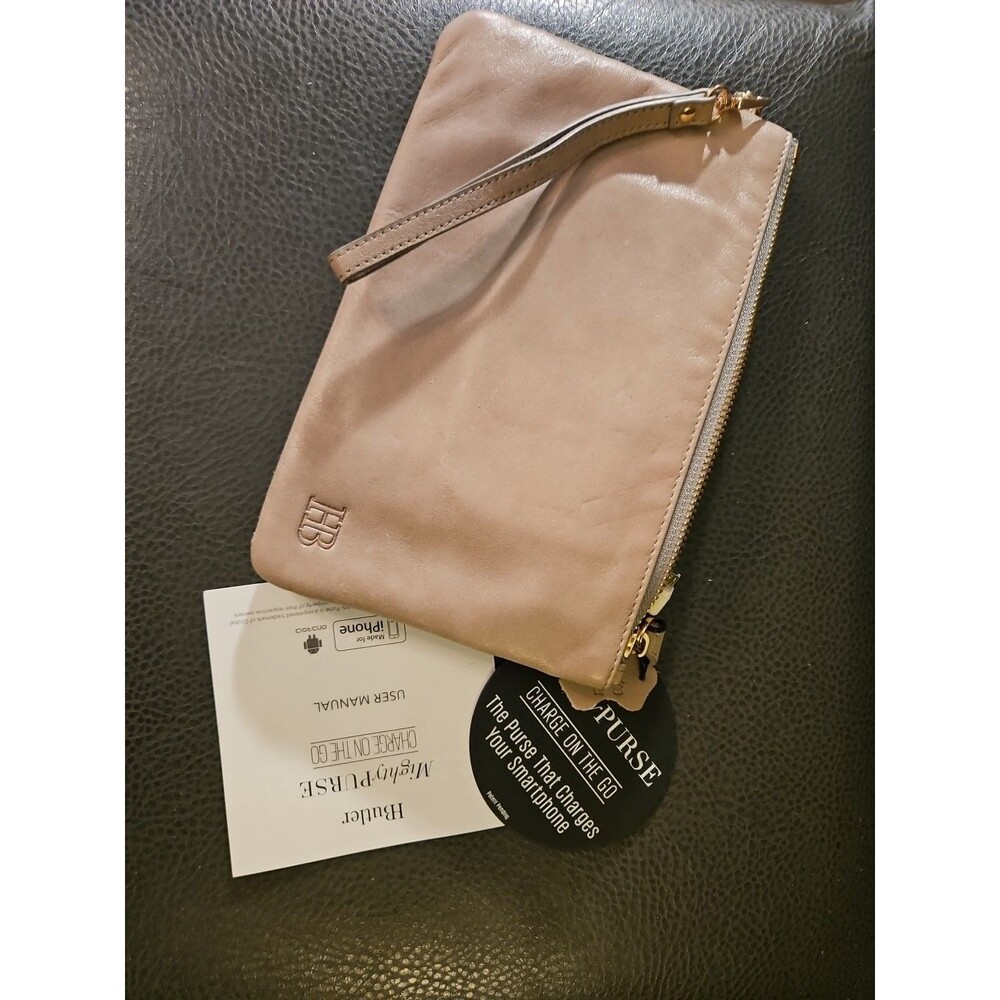 NWT H Butler Genuine Leather Mighty Purse Wristlet - IPhone Charging on the Go